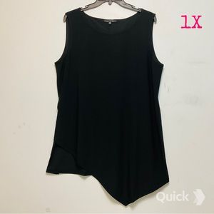 1X - New Marina Black Sleeveless Hanky-Hem Tunic